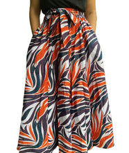 Load image into Gallery viewer, “Pops of orange🔸” Ankara long maxi skirt w/ small head wrap