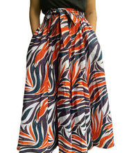 Load image into Gallery viewer, “Pops of orange🔸” Ankara long maxi skirt w/ small head wrap
