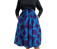 Load image into Gallery viewer, “Blue crush 💙” short Ankara skirt w/ matching head wrap
