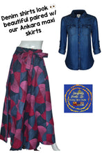 Load image into Gallery viewer, “Pair it with Denim” Ankara long maxi skirt w/ small head wrap
