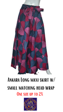 Load image into Gallery viewer, “Pair it with Denim” Ankara long maxi skirt w/ small head wrap
