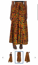 Load image into Gallery viewer, Kente print Long maxi skirt w/ matching head wrap and mask
