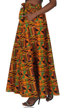 Load image into Gallery viewer, Kente print Long maxi skirt w/ matching head wrap and mask
