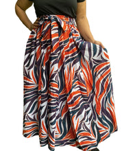 Load image into Gallery viewer, “Pops of orange🔸” Ankara long maxi skirt w/ small head wrap
