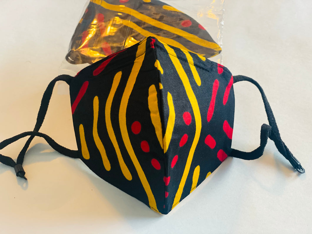 Ankara face mask with nose clip & adjustable straps