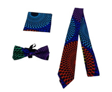 Load image into Gallery viewer, Ankara Neck Tie, Bow Tie and Pocket Square Set
