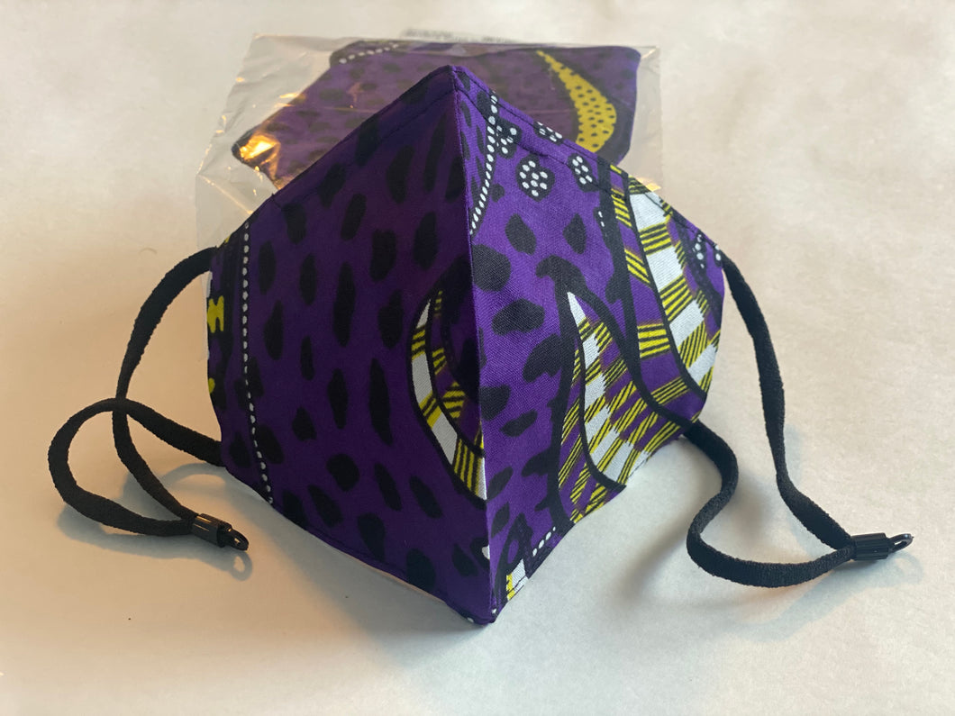 Ankara face mask with nose clip & adjustable straps