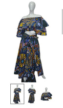 Load image into Gallery viewer, Ankara Crop top and Slit Skirt set w/ matching head wrap and mask
