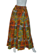 Load image into Gallery viewer, “Light Denim” Ankara long maxi skirt w/ small head wrap
