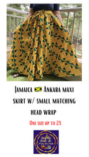 Load image into Gallery viewer, Jamaica 🇯🇲 Ankara long maxi skirt w/ small head wrap
