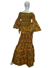 Load image into Gallery viewer, STRETCHY Kente Zig Zag hem top and three layer skirt set
