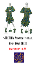 Load image into Gallery viewer, STRETCHY Ankara fishtail high low Dress
