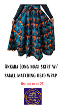 Load image into Gallery viewer, Ankara long maxi skirt w/ small head wrap
