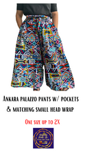 Load image into Gallery viewer, Ankara Palazzo pants w/ pockets and small head wrap
