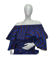 Load image into Gallery viewer, Ankara Crop top w/ slit Skirt Head Wrap &amp; Mask
