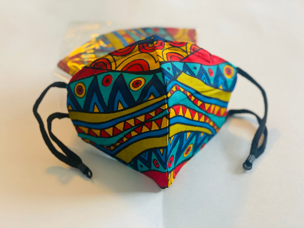 Ankara face mask with nose clip & adjustable straps