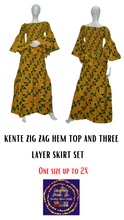 Load image into Gallery viewer, Ankara Zig Zag hem top and three layer skirt set 🇯🇲
